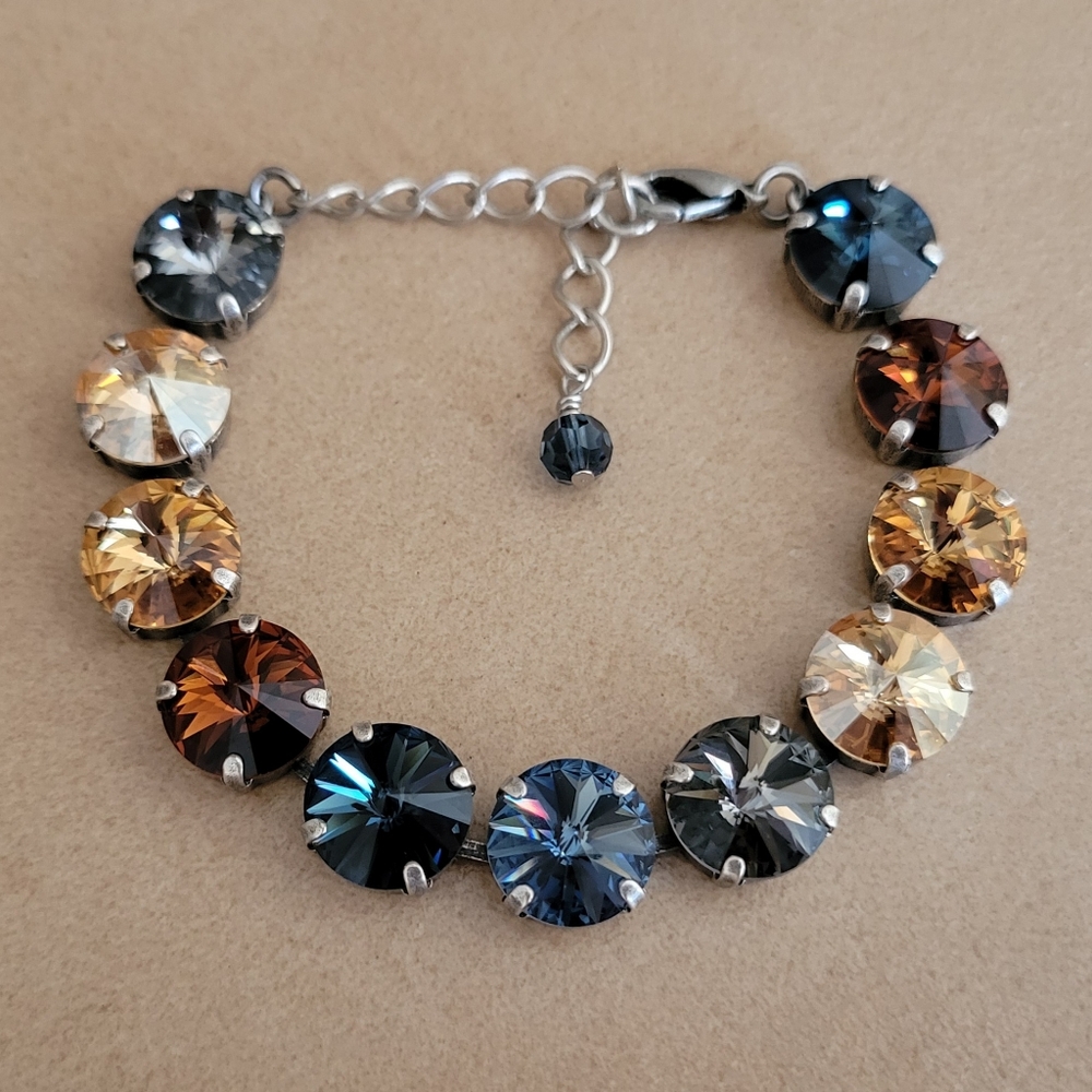 Austrian Crystal Tennis Bracelet in Antique Silver - Picture 3 of 12